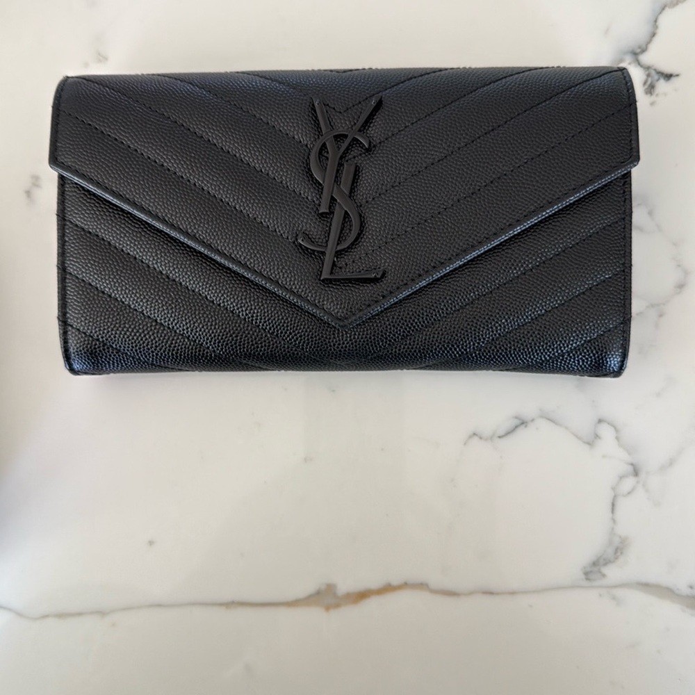 Yves Saint Laurent Black Quilted Leather Clutch